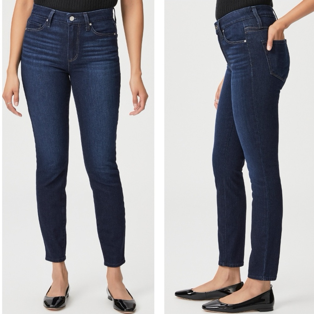 PLUS Paige Dark Wash Hoxton Stretch Designer Ankle Skinny Jeans Size 32